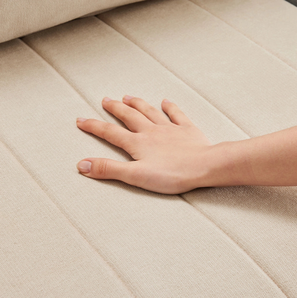 Divano modulare 5 posti beige con pouf mobile