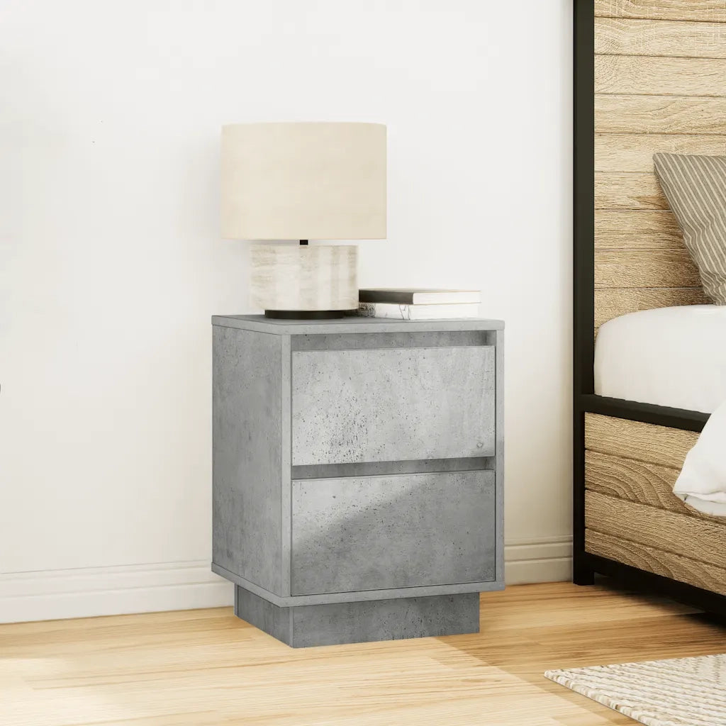 Comodino con Luci LED Grigio Cemento 38x34x50 cm