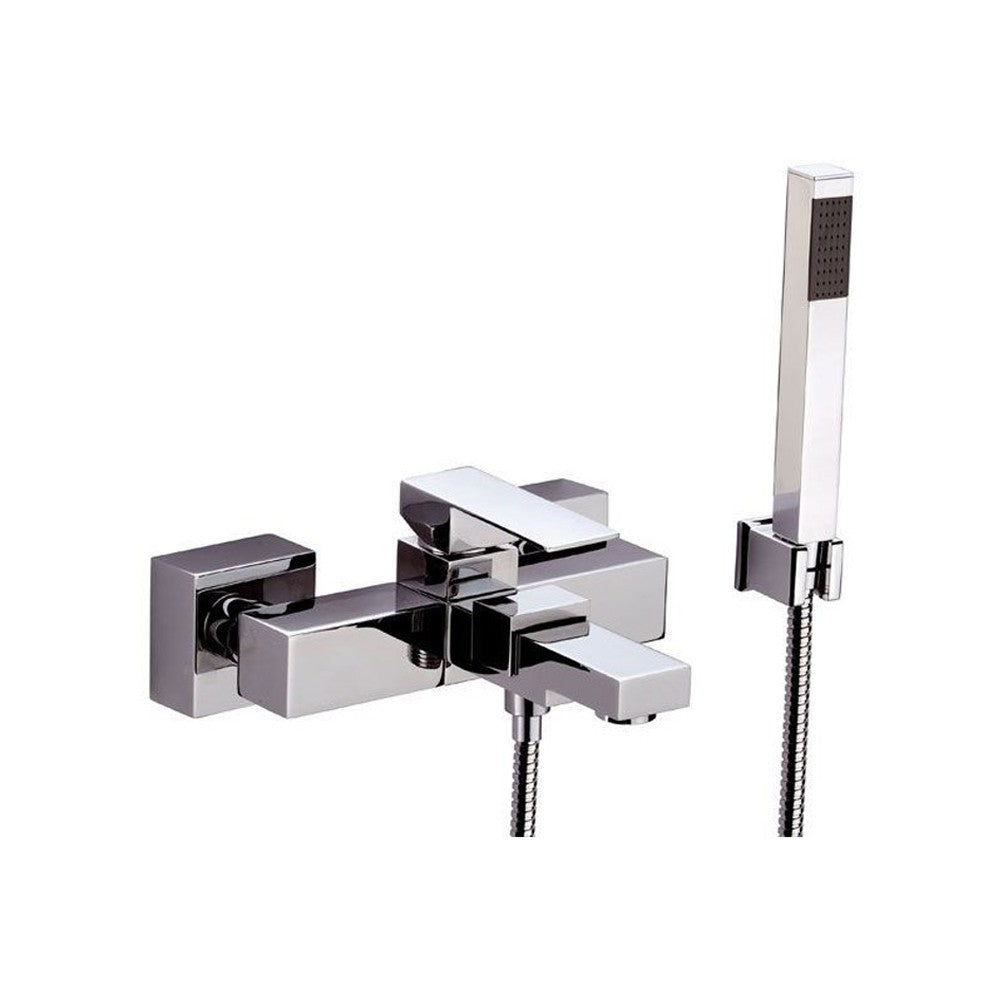 Rubinetto vasca duplex esterno, con flessibile cm.150 e supporto e doccetta in ottone cromato - serie skyline