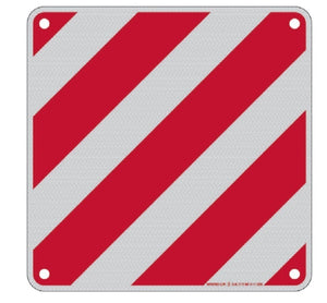 CARTELLO SEGNALETICO CARICHI SPORGENTI IN ALLUMINIO CON RIFRANGENTE  CM.50X50 A NORMA