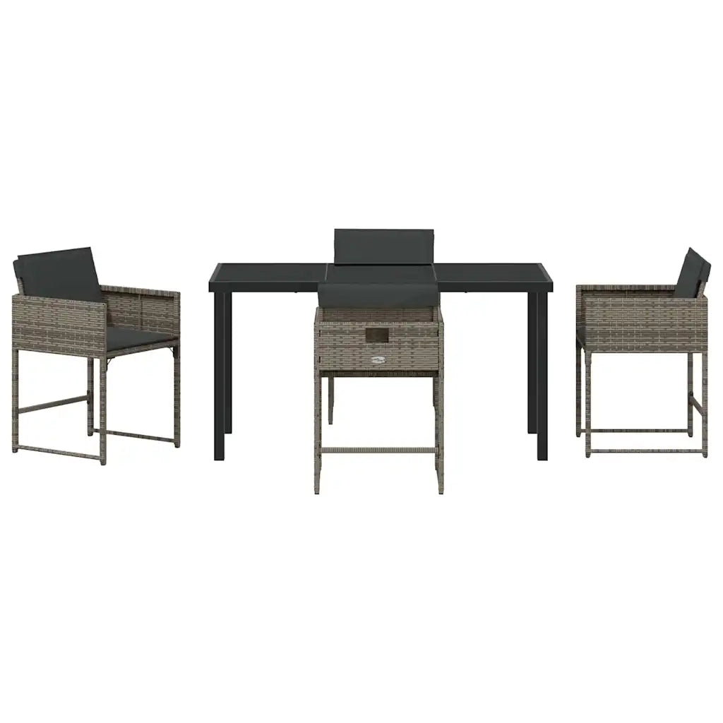 Set da Pranzo per Giardino 5 pcs Grigio polyrattan