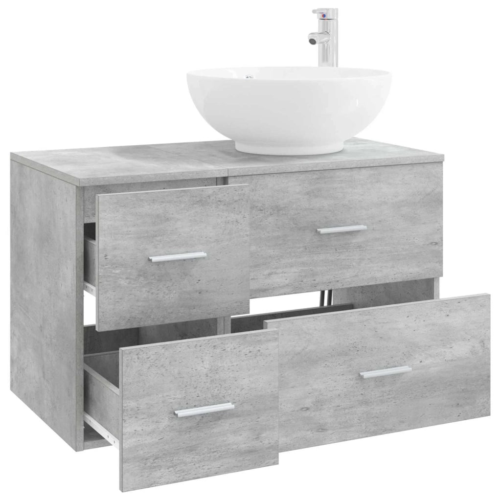 Set di mobili per il bagno 2 pz Grigio Cemento 3403995
