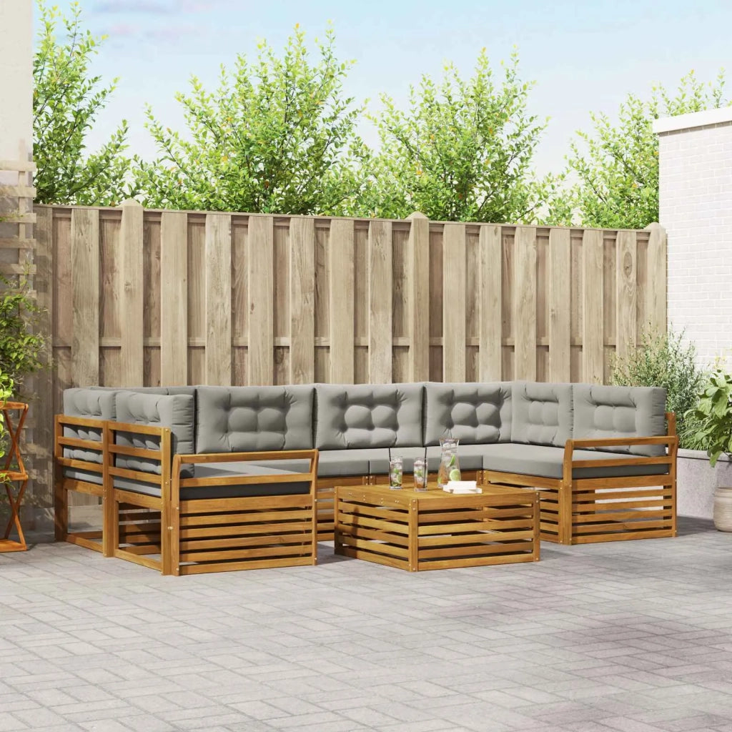 Set di divani da esterno 7 pcs Grigio Naturale e Chiaro