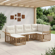 Set di divani da esterno 6 pcs Naturale e Bianco Crema