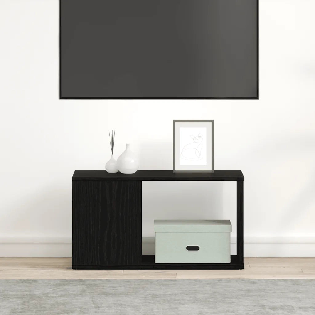 Mobile Porta TV Rovere Nero 60x24x32 cm in Legno Multistrato