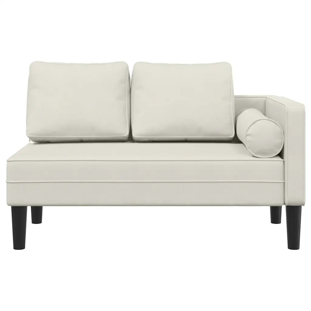 Chaise Longue con Cuscini Crema in Velluto CFW4838619