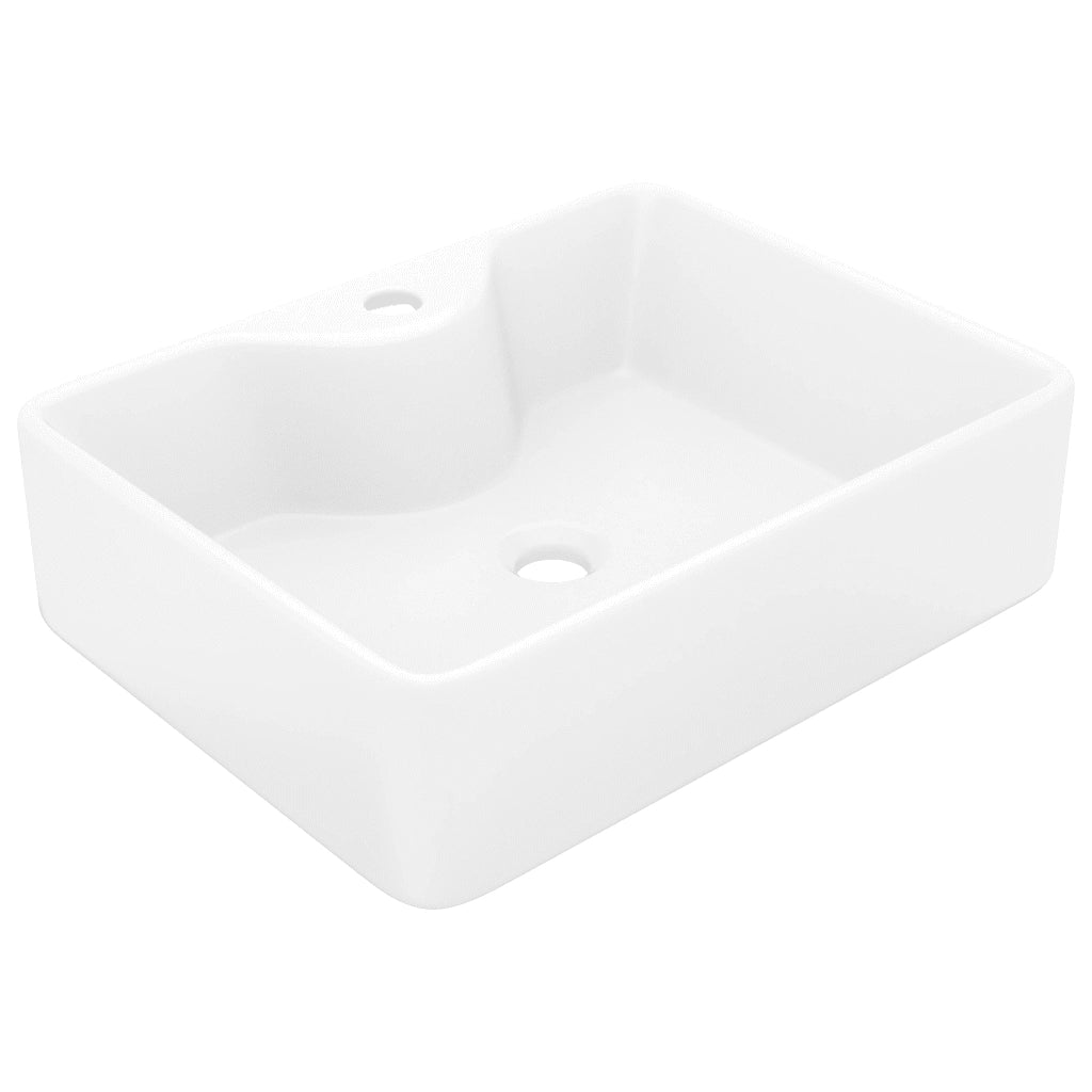 Lavandino Bagno in Ceramica Bianca Quadrato con Foro per Rubinetto CFW6170038