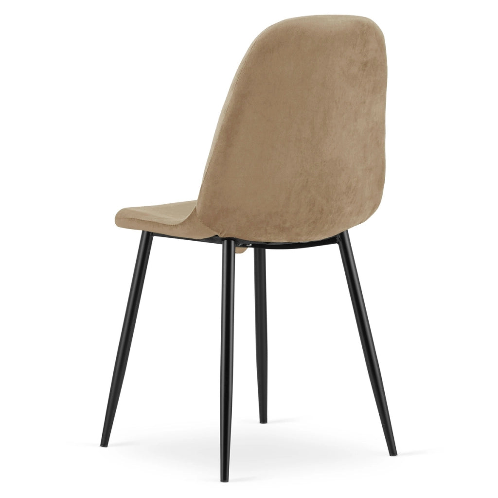 Sedia Padva in velluto marrone con gambe in metallo nero