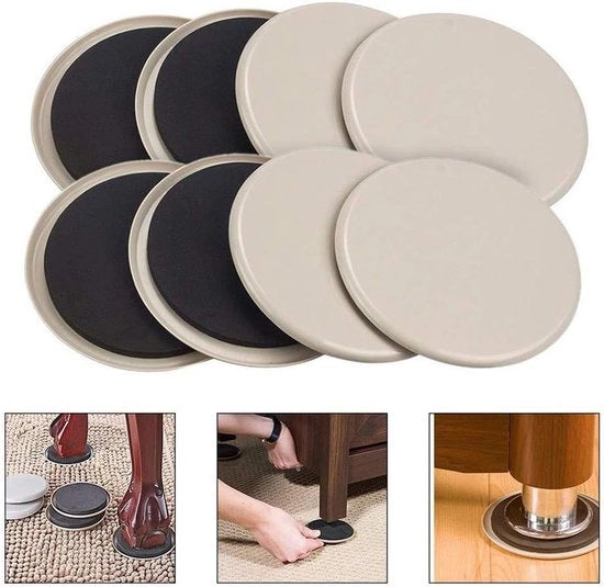 Set di 8 gommate per mobili - Gommate per mobili - 3,5 pollici - Riciclabili - Gommate rotonde per lo spostamento di mobili su tappeti e pavimenti in legno.