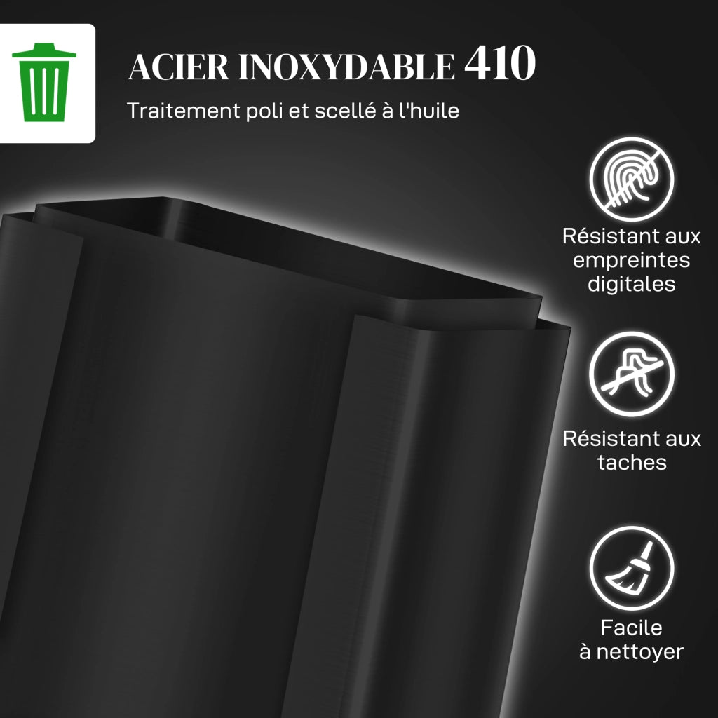 Bidone per rifiuti da cucina 2 scomparti 50L ¨C Minimal ¨C Acciaio inox nero 47.5x37.5x56cm