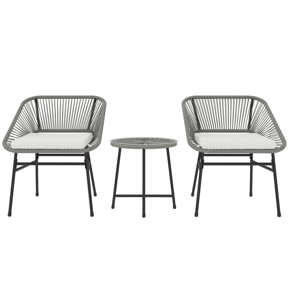 Set Divano da Giardino in Polyrattan 3 Pezzi con Cuscini ¨C Xylo ¨C Antracite