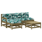 Set Divani da Giardino 5pz | Set Salotto da Giardino con Cuscini Legno Impregnato di Pino