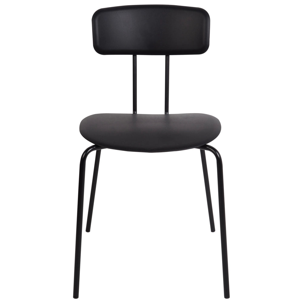 Set di 2 sedie da pranzo Seduta in plastica nera Design senza braccioli Gambe moderne in metallo