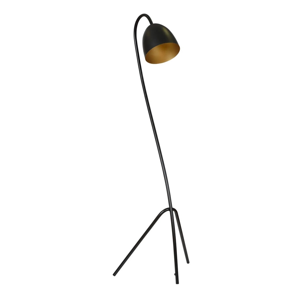 Piantana Moderno Beowulf Acciaio Nero Oro 1 Luce E27 Ip20