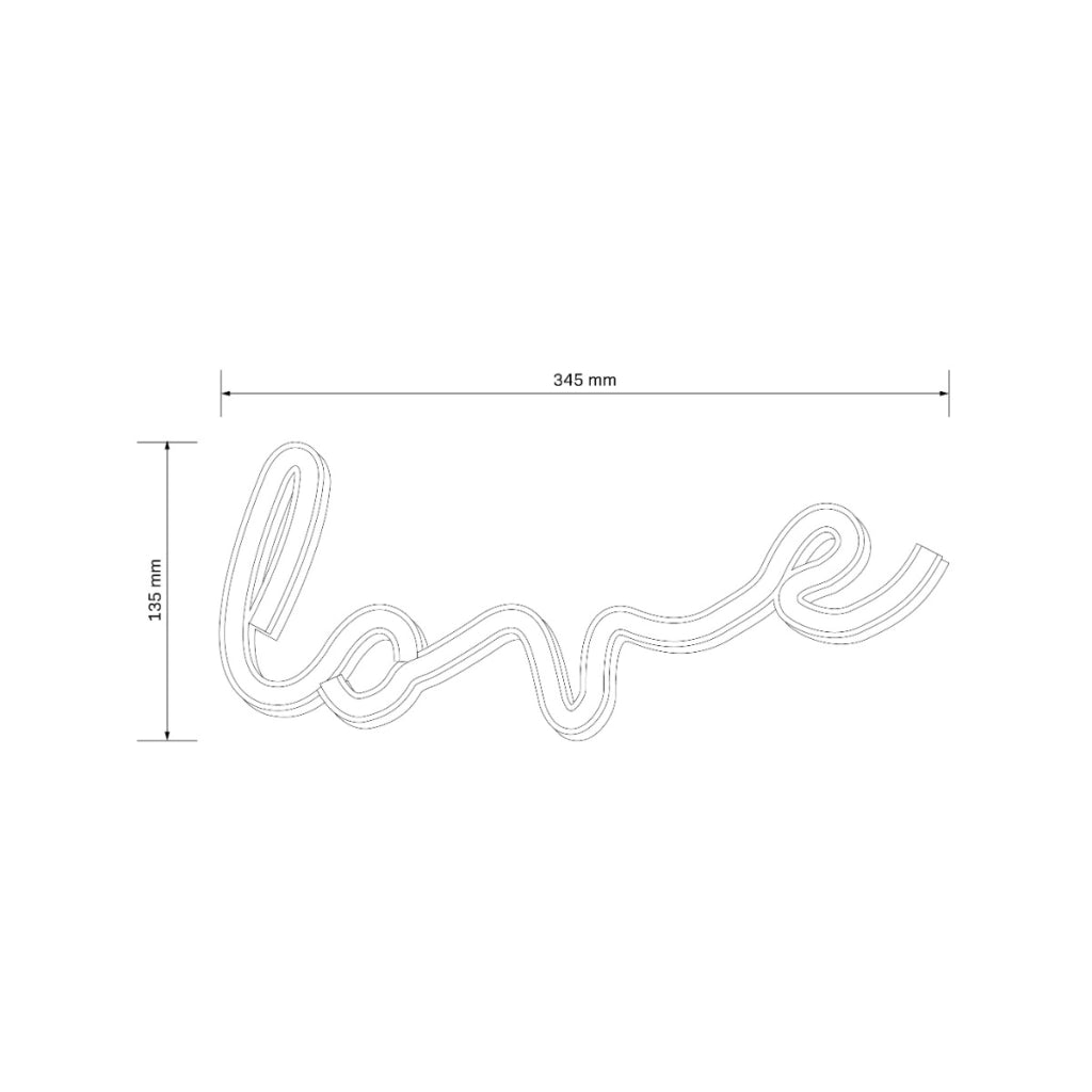 Applique bimbi neon Love rossa LED 3W USB/batterie Polux
