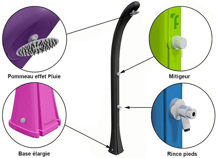 Doccia solare con lavapiedi ecologica H216 Cm con serbatoio di 28LT SO HAPPY colore antracite