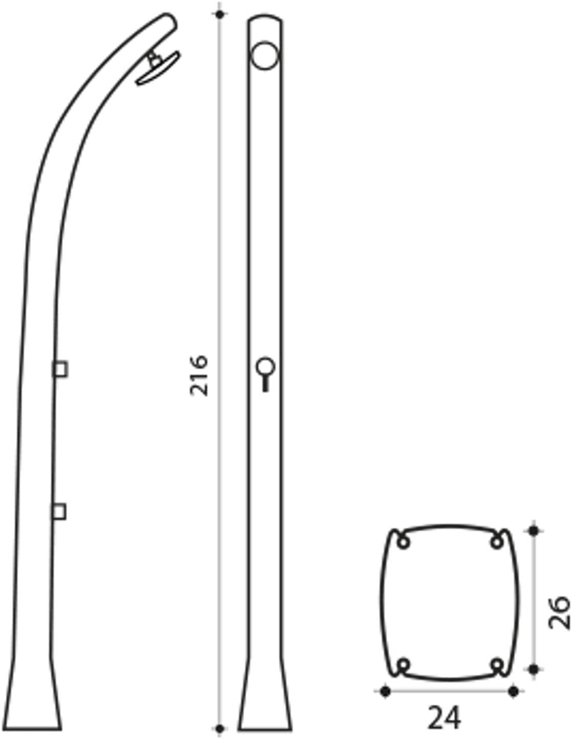Doccia solare con lavapiedi ecologica H216 Cm con serbatoio di 28LT SO HAPPY colore antracite