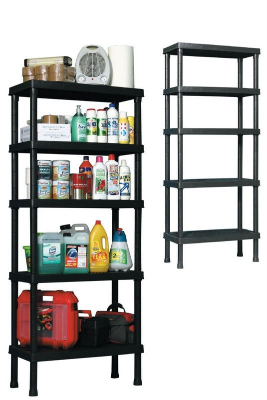 SCAFFALE IN RESINA 5 RIPIANI SCAFFALATURA PER INTERNO ED ESTERNO 80x40x188