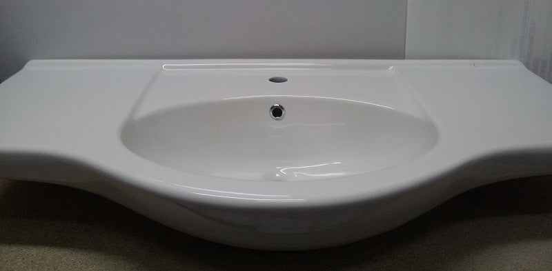 LAVABO INTEGRALE PER BAGNO IN CERAMICA PER MOBILE BASE CM.105
