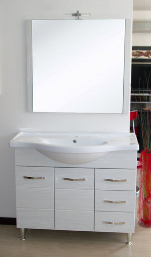 MOBILE BAGNO ANTONELLA LAVABO E SPECCHIO BASE 100X35X87H SPECCHIO 90X80H BIANCO