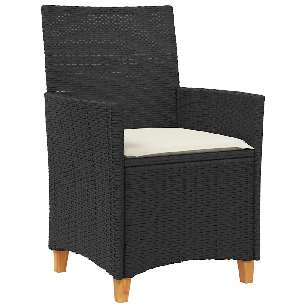Set da Pranzo per Giardino 3 pcs Nero polyrattan