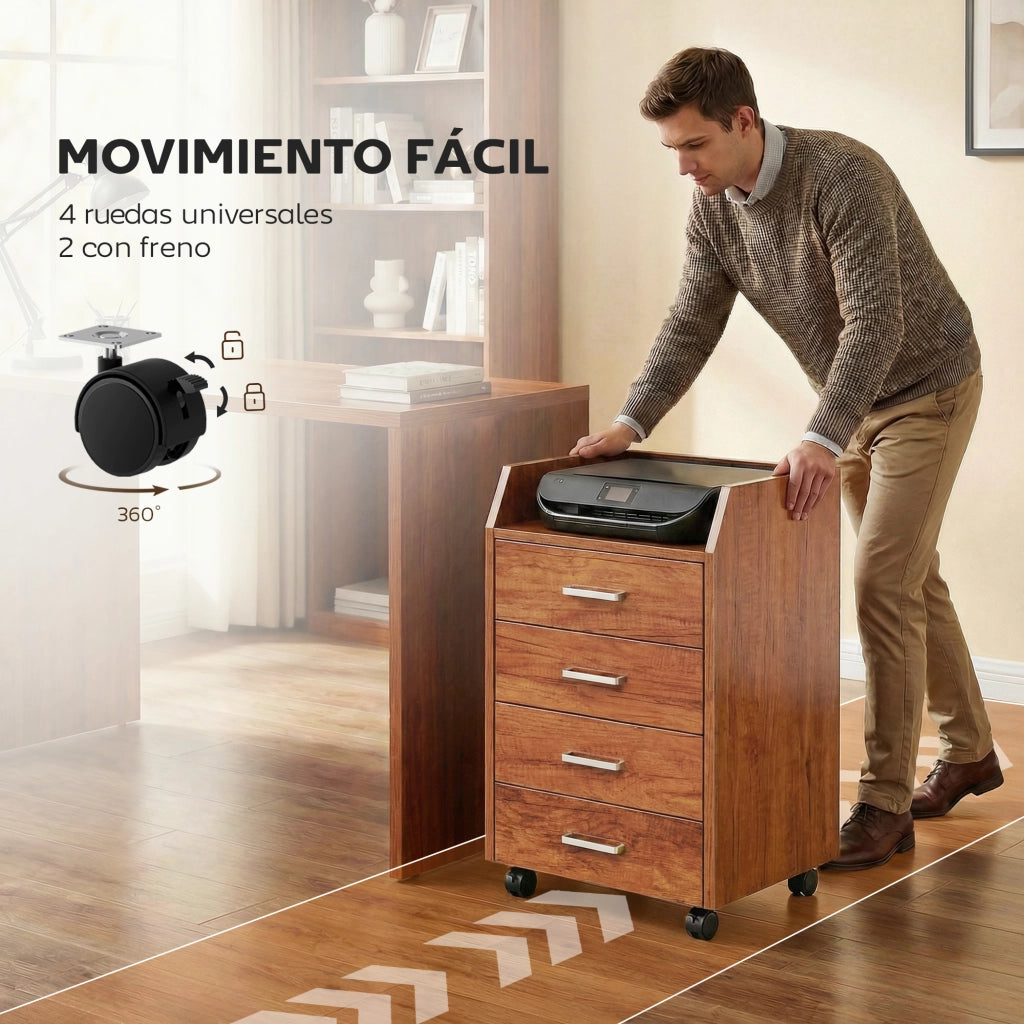 Cassettiera con Ruote ¨C zephmum ¨C Marrone 40x36x65 cm
