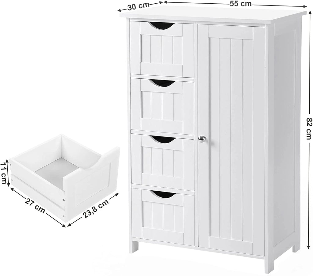 Mobiletto da bagno VALORA con cassettiera bianca LHC41W