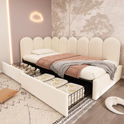 letto imbottito velluto beige 90 x 200 cm