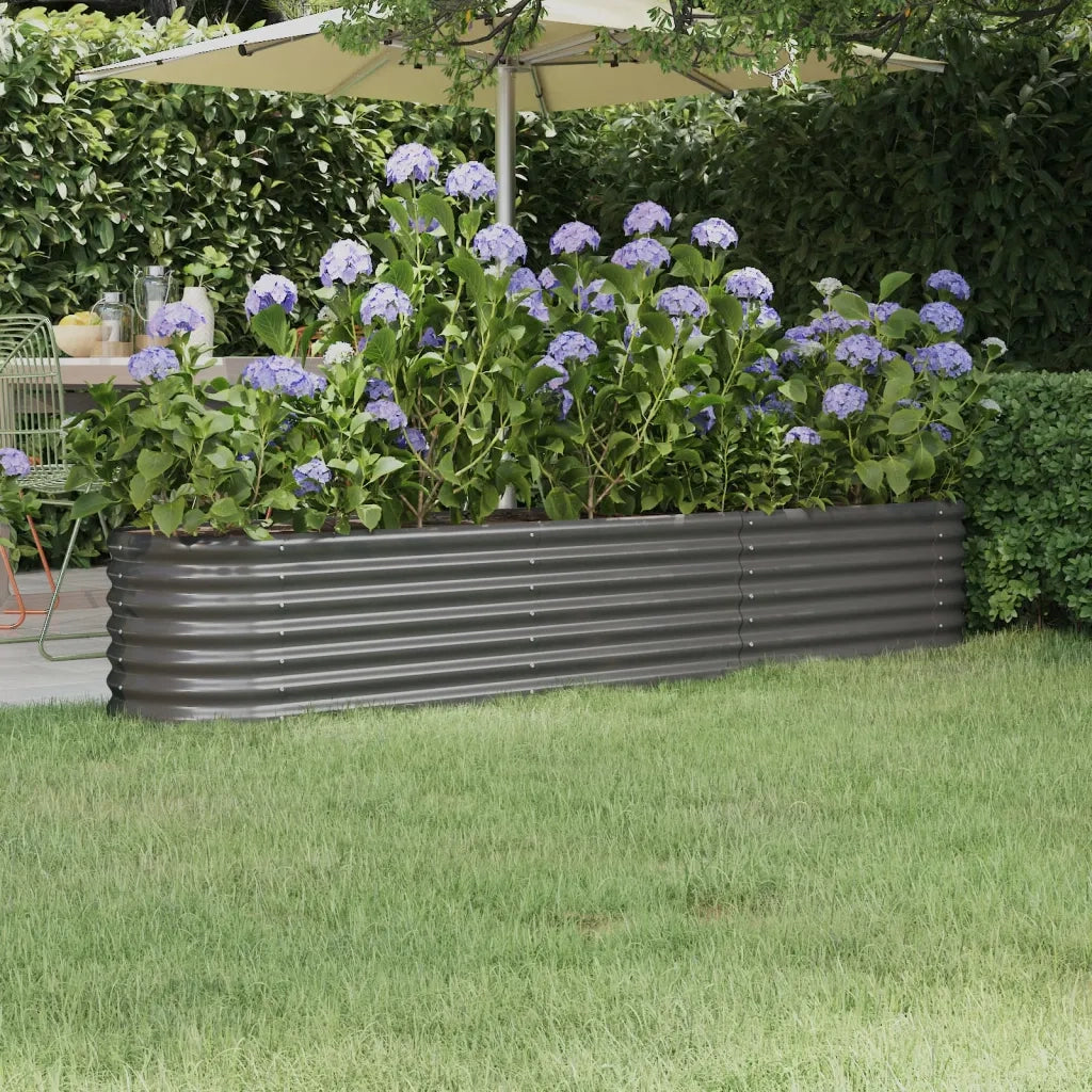 Fioriere | Cassetta per fiori | Letto Giardino Acciaio Zincato 224x40x36 cm Grigio