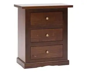 Comodino toscano 3 cassetti in legno arte povera noce scuro