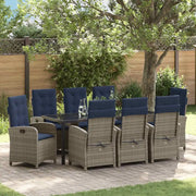 vidaXL Set da Pranzo per Giardino 9 pcs Grigio polyrattan
