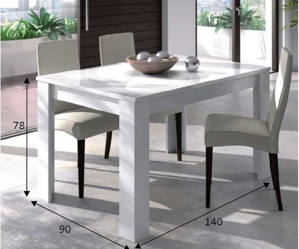 KIT TAVOLO ESTENSIBILE 'KENDRA' CM. 90X140/190X78H BIANCO LUCIDO
