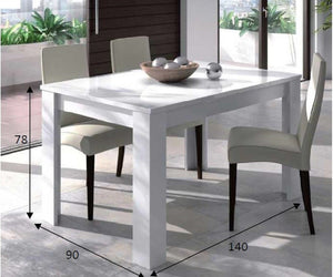 KIT TAVOLO ESTENSIBILE 'KENDRA' CM. 90X140/190X78H BIANCO LUCIDO
