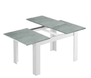 KIT TAVOLO ALLUNGABILE KENDRA CM 90X140/190X78 BIANCO / CEMENTO