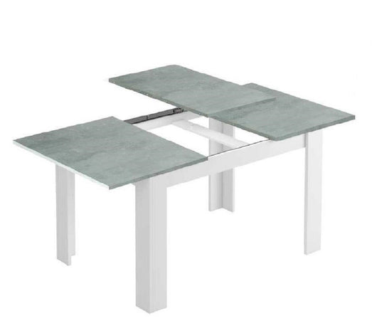 KIT TAVOLO ALLUNGABILE KENDRA CM 90X140/190X78 BIANCO / CEMENTO