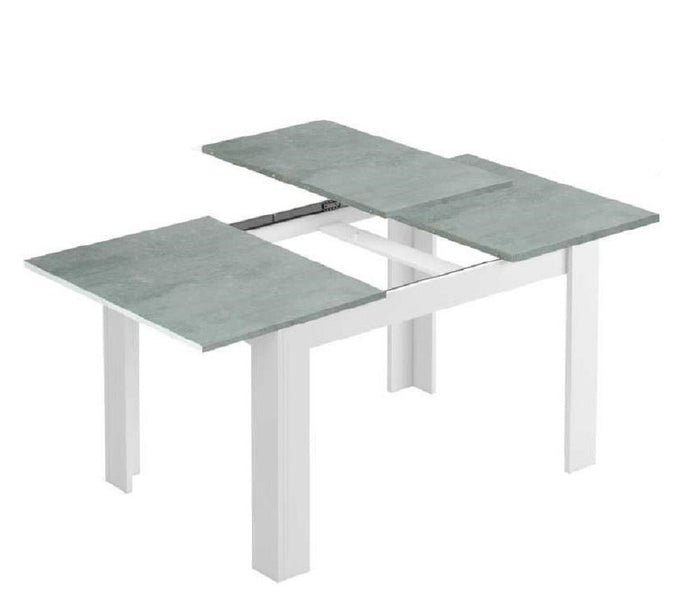 KIT TAVOLO ALLUNGABILE KENDRA CM 90X140/190X78 BIANCO / CEMENTO