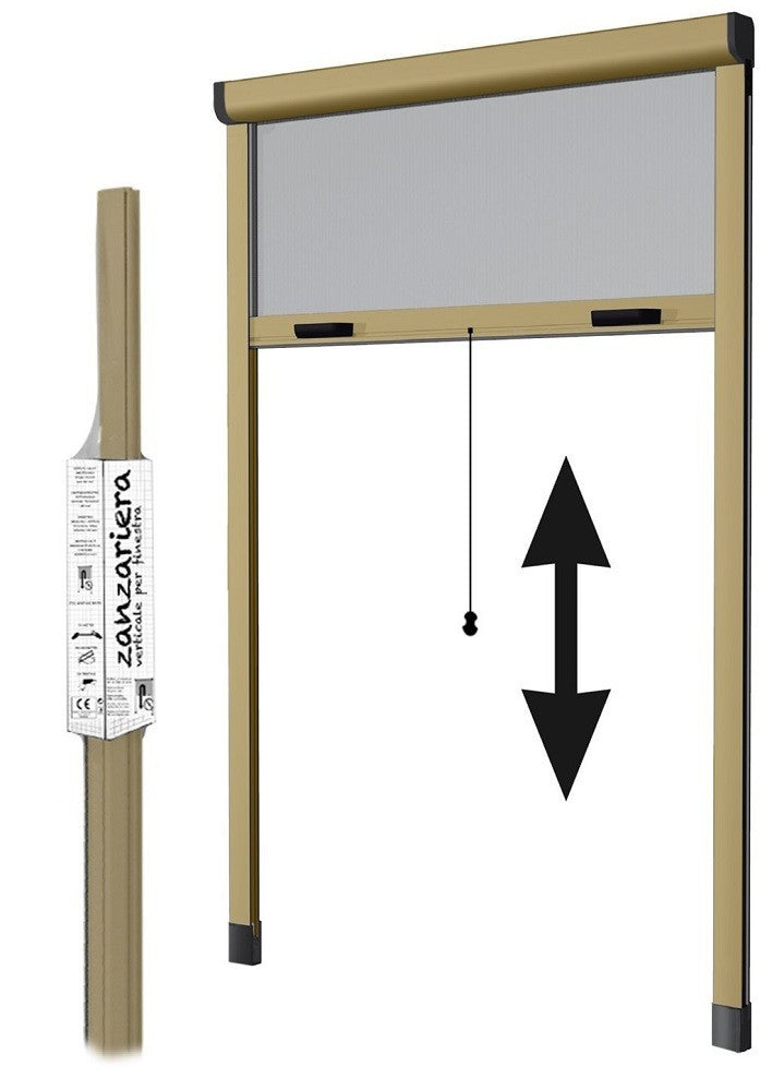 ZANZARIERA VERTICALE RIDUCIBILE 80X170 A RULLO CON FRIZIONE BRONZATA MADE IN ITALY