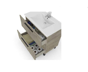 Mobile Bagno sottolavabo H86x80x45 Cm con specchio mod.ALASKA finitura Rovere