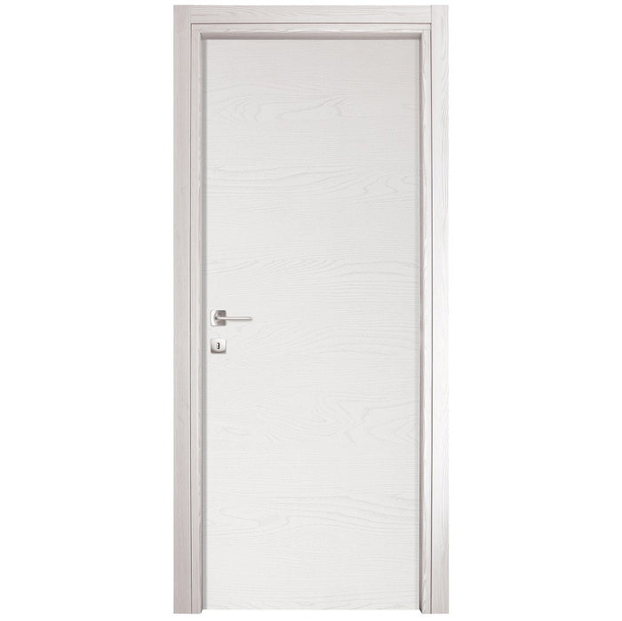 Porta a Battente Frassino Bianco Cm 210x90 Reversibile Cieca Liscia  Microtec