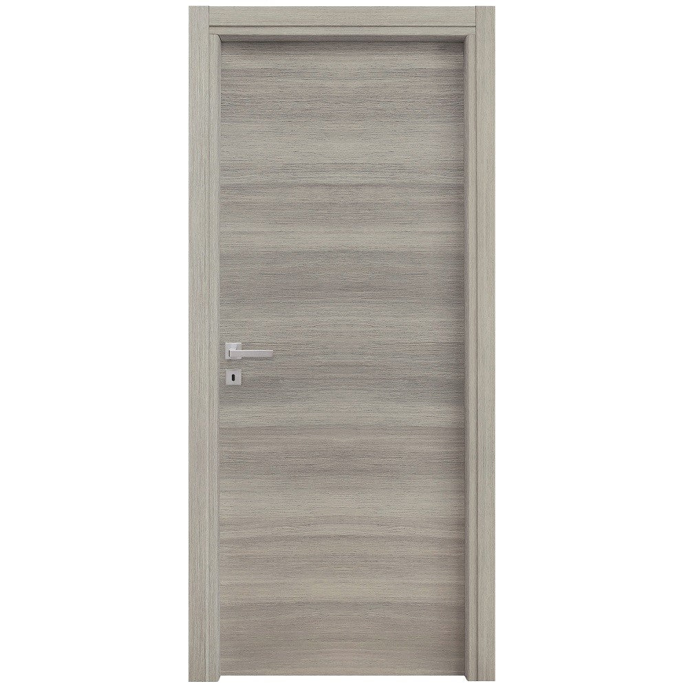 Porta a Battente Rovere Grigio Cm 210x90 Reversibile Cieca Liscia Microtec