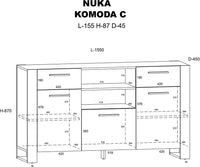 Mobile Credenza Nuka Cm 155 x 45 x 87H colore Rovere Rustico