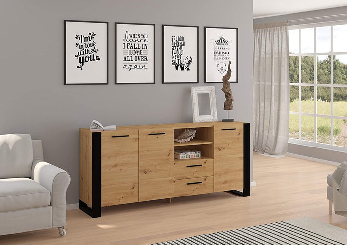 Mobile Credenza Nuka Cm 197 x 45 x 87H colore Rovere Rustico