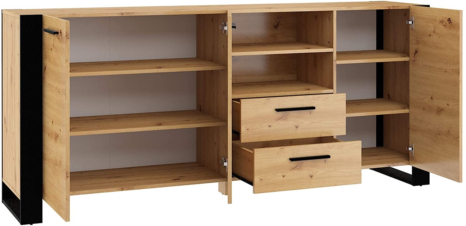 Mobile Credenza Nuka Cm 197 x 45 x 87H colore Rovere Rustico