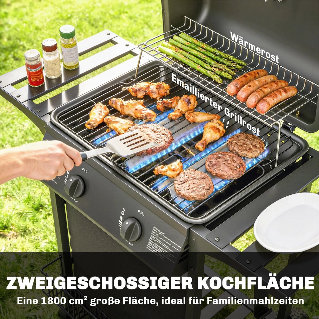 Grill da giardino 5KW 2 bruciatori ¨C zephmum ¨C acciaio inox con tavolino laterale