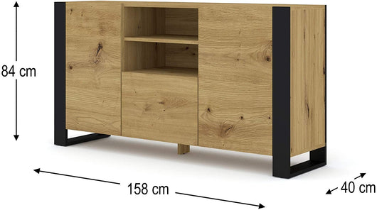 Mobile Credenza Cm 158 x 40 x 84H Mondi colore Rovere Rustico