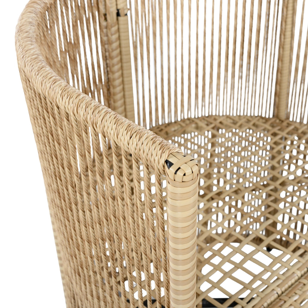 OKWISH Salotto da Giardino 5 Pezzi, Divano 3 Posti con 2 Poltrone e Tavolo in Vetro Temperato, Metallo Poliestere Beige