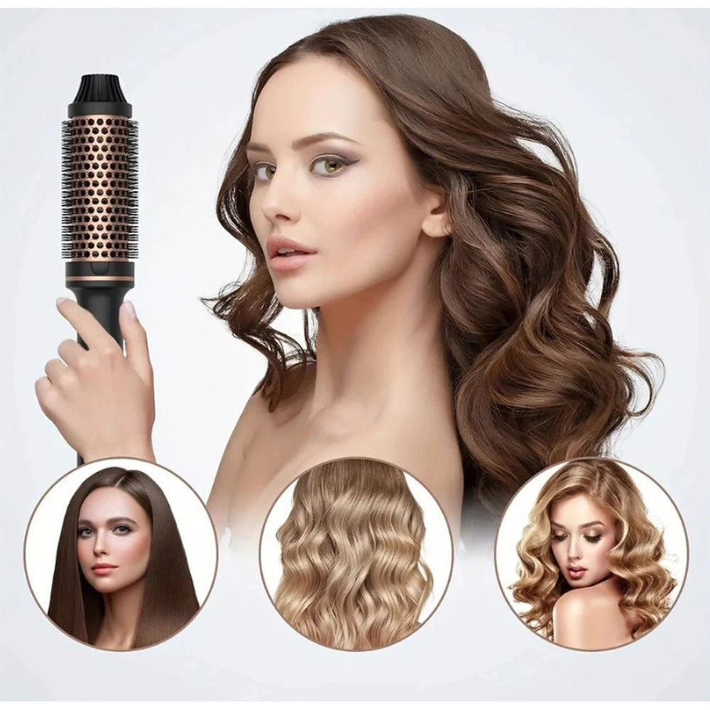 Trade Shop - Set 5 In 1 Spazzola Termica Per Capelli Accessori Intercambiabili Styling Per Casa Viaggi -