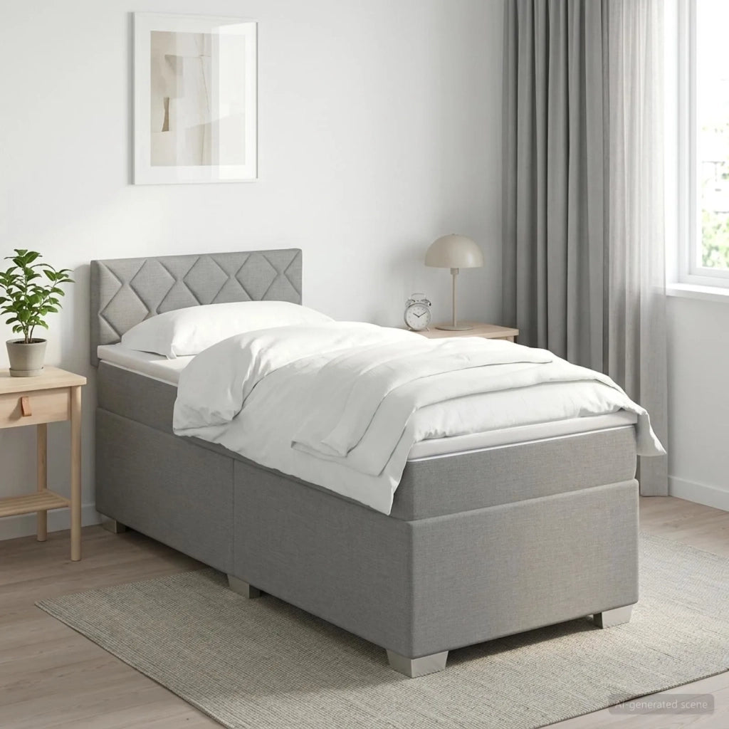 Letto con Box Spring, Materasso e LED Grigio Chiaro Tessuto 3451882