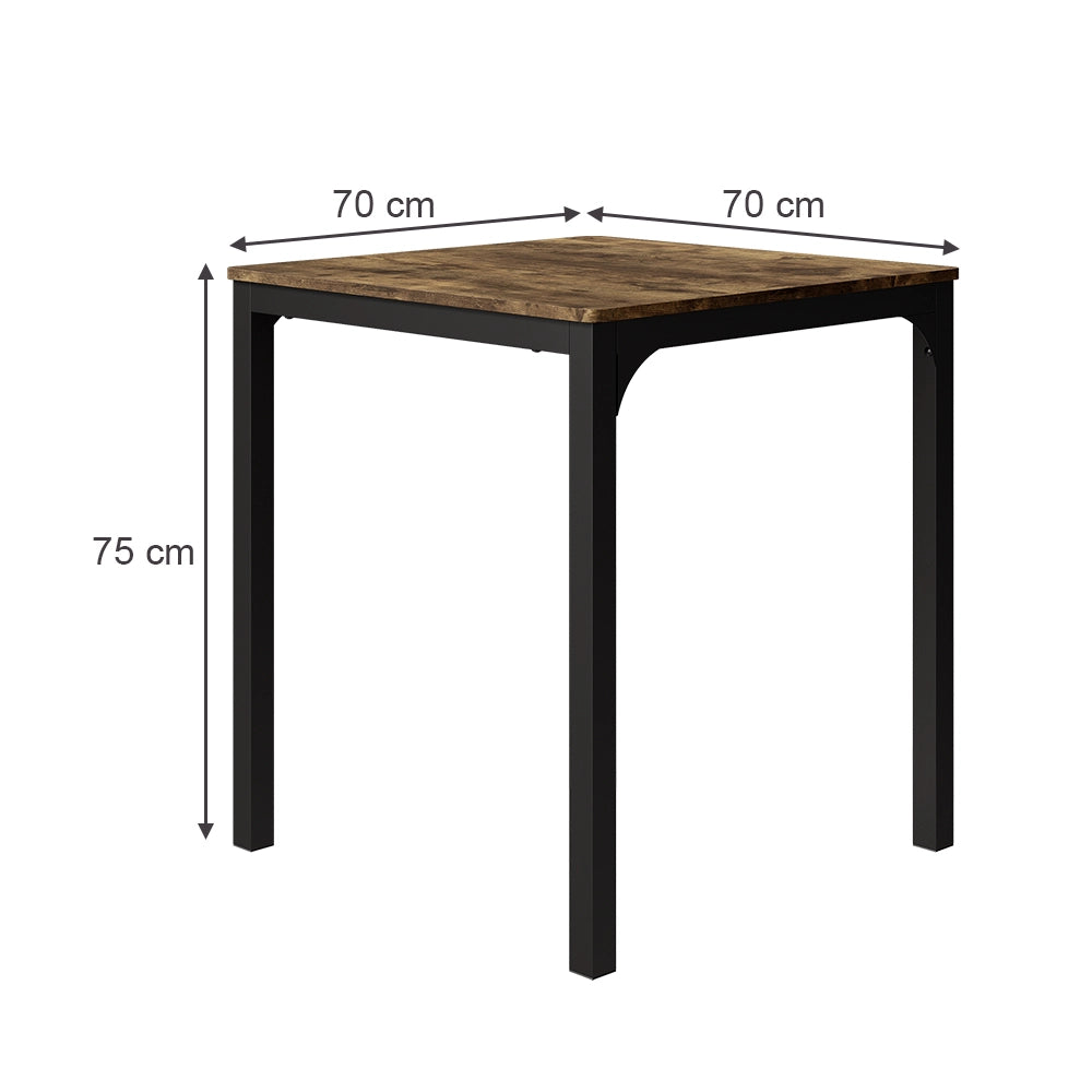 Vicco Tavolo da pranzo Nero/quercia rustico 70 x 70 cm
