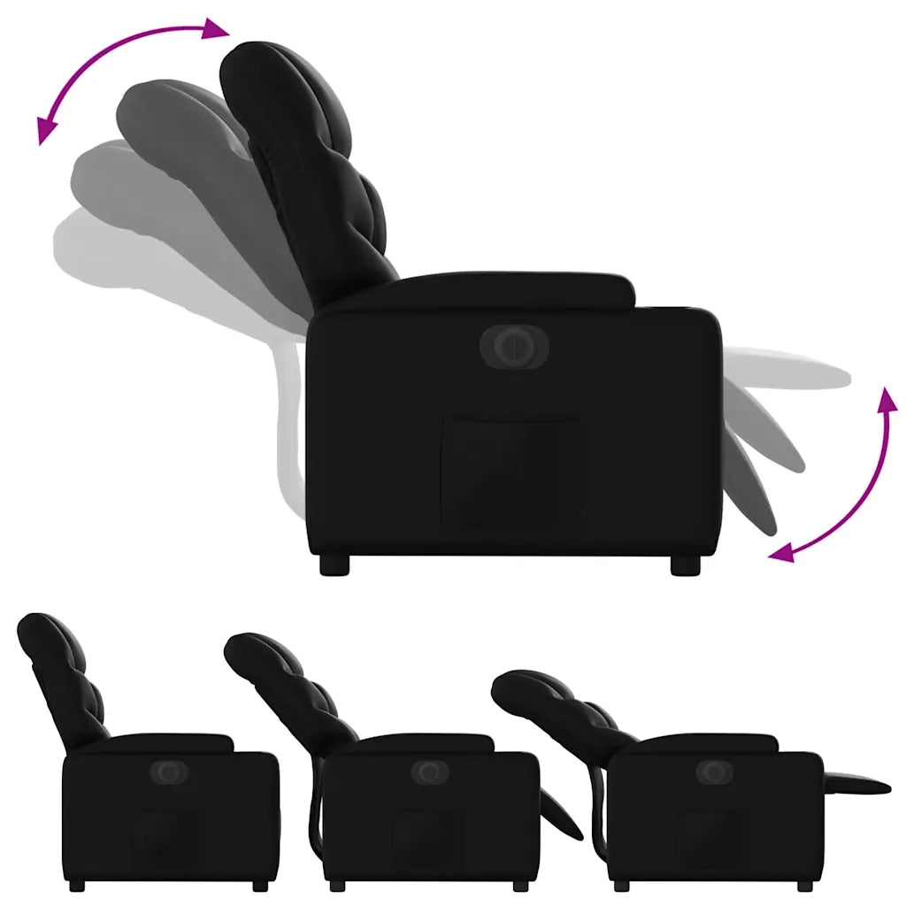 Divano Sedia-Poltrona Reclinabile Elettrica Nera in Similpelle 852530